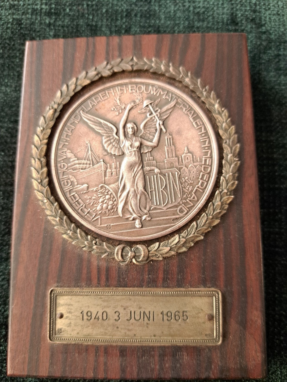 HIBIN Jubileum zilveren Plaquette 1940-1965, Ophalen of Verzenden, Gebruikt