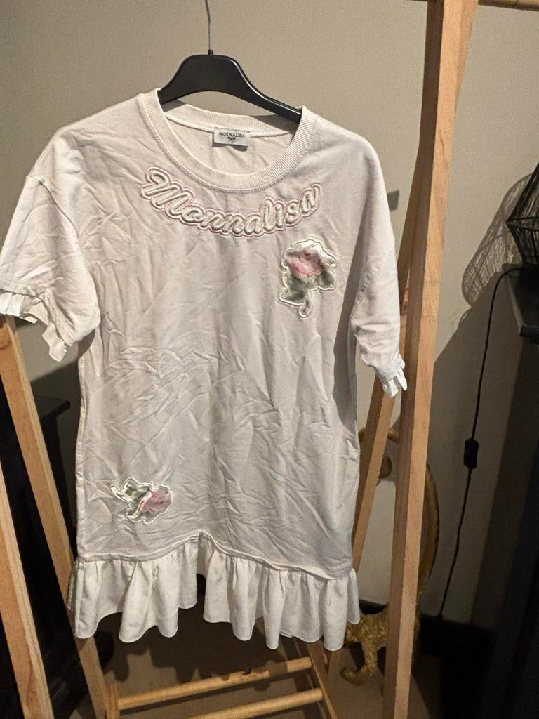 Witte zomerse Monnalisa jurk maat 152 (12 jaar), Verzenden, Zo goed als nieuw, Maat 34 (XS) of kleiner, Wit