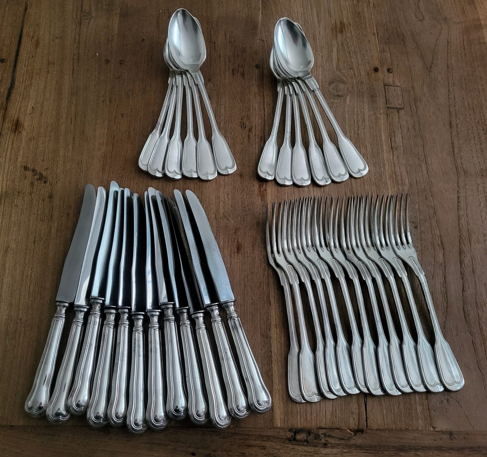 Antieke 12 persoons verzilverde set van Wiskemann, Ophalen of Verzenden