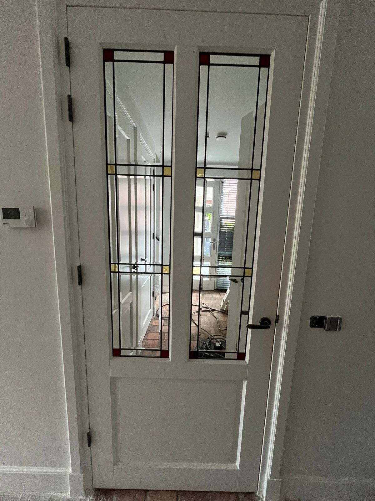Deur met glas, Doe-het-zelf en Verbouw, Deuren en Horren, Ophalen, 80 tot 100 cm, 215 cm of meer, Binnendeur