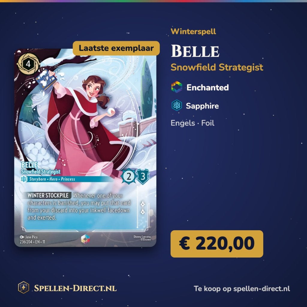 Disney Lorcana Belle Snowfield Strategist Enchanted Foil, Ophalen of Verzenden, Overige figuren, Nieuw, Plaatje of Poster