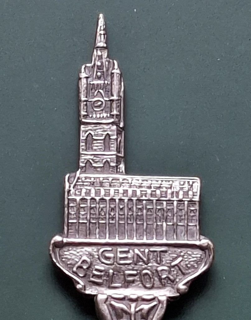 Theelepeltje Gent - Belfort (verzilverd), Antiek en Kunst, Ophalen of Verzenden