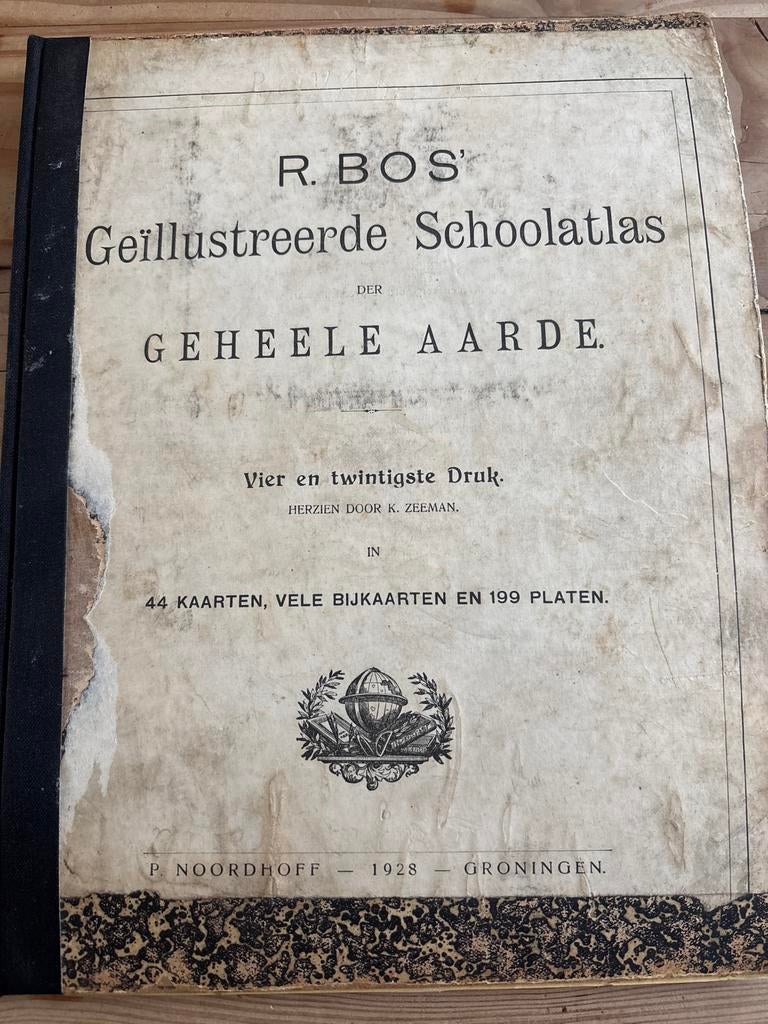 Antieke R. Bos Geïllustreerde Schoolatlas - 1928, Ophalen of Verzenden