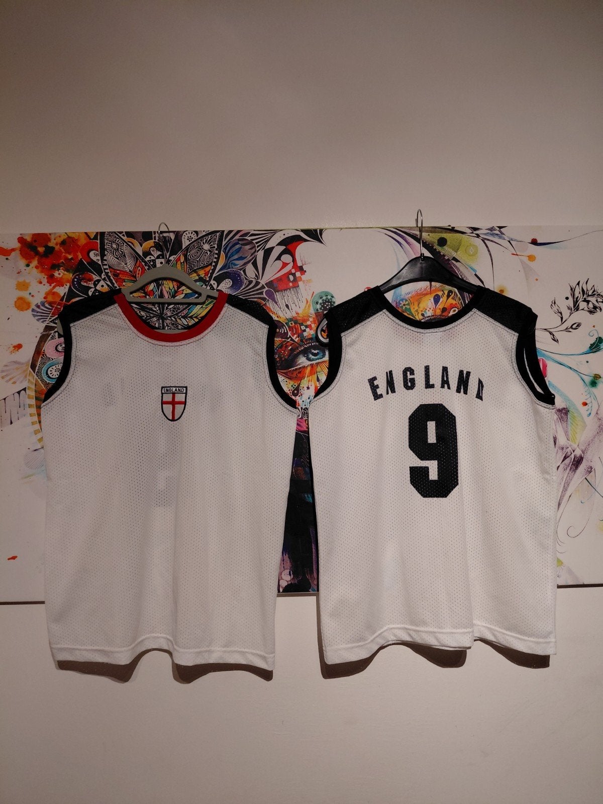 2 Vintage Engeland Retro Voetbalshirts Euro Athletics - Maa, Maat L, Ophalen of Verzenden, Zo goed als nieuw, Shirt