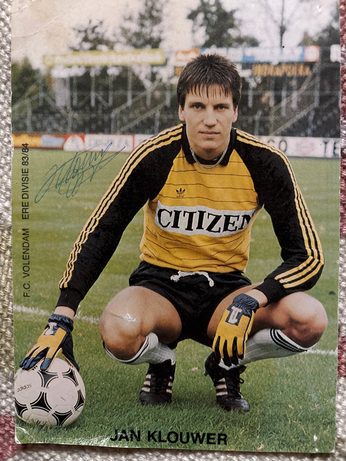 Jan Klouwer FC Volendam Eredivisie 83/84 Spelerskaart, Verzenden, Gebruikt, Overige binnenlandse clubs, Spelerskaart
