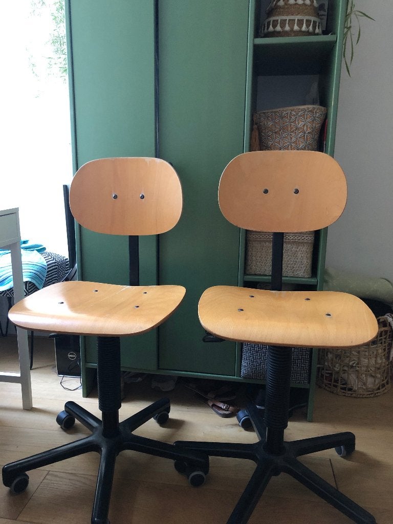 Bureaustoelen hout 2 stuks, Huis en Inrichting, Ophalen, Gebruikt, Overige kleuren, Bureaustoel