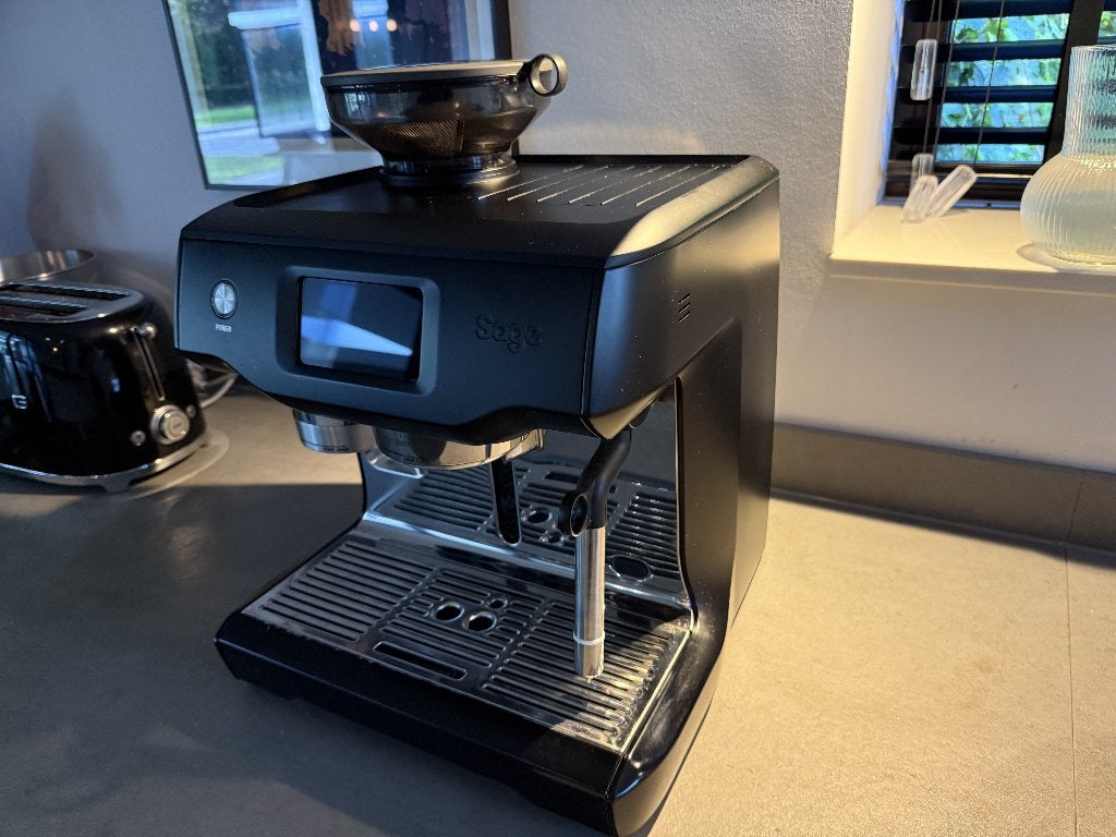 Sage The Oracle Touch Black Truffle ws. klein defect, Ophalen, Espresso apparaat, Koffiebonen, Niet werkend