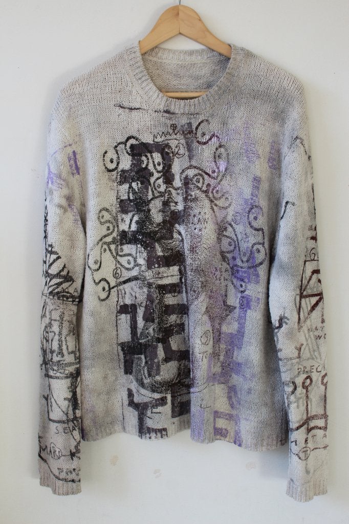 People of the labyrinth katoenen trui met print mt M, Kleding | Dames, Verzenden, Gedragen, Maat 38/40 (M), Grijs