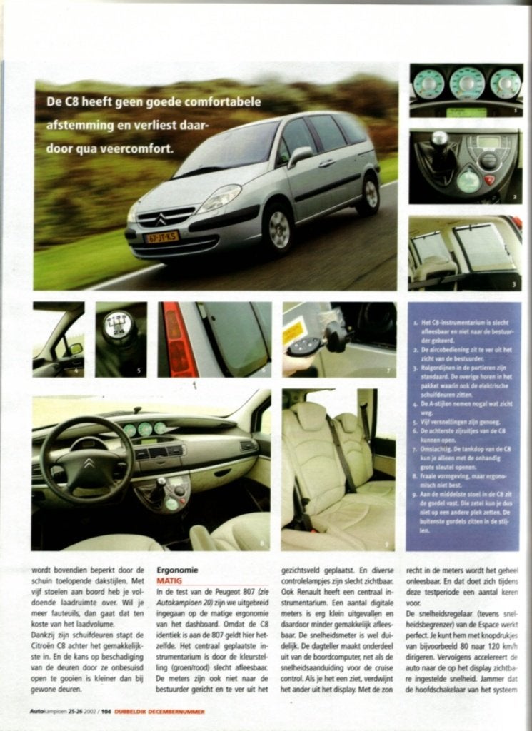 Autokampioen dubbeltest Citroen C8 en Renault Espace 2002, Ophalen of Verzenden, Gelezen, Overige merken