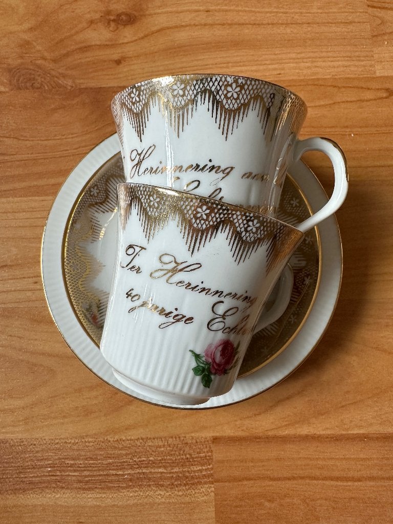 Kop en schotel 2x 40 jarig huwelijk - Kronester Bavaria, Ophalen of Verzenden
