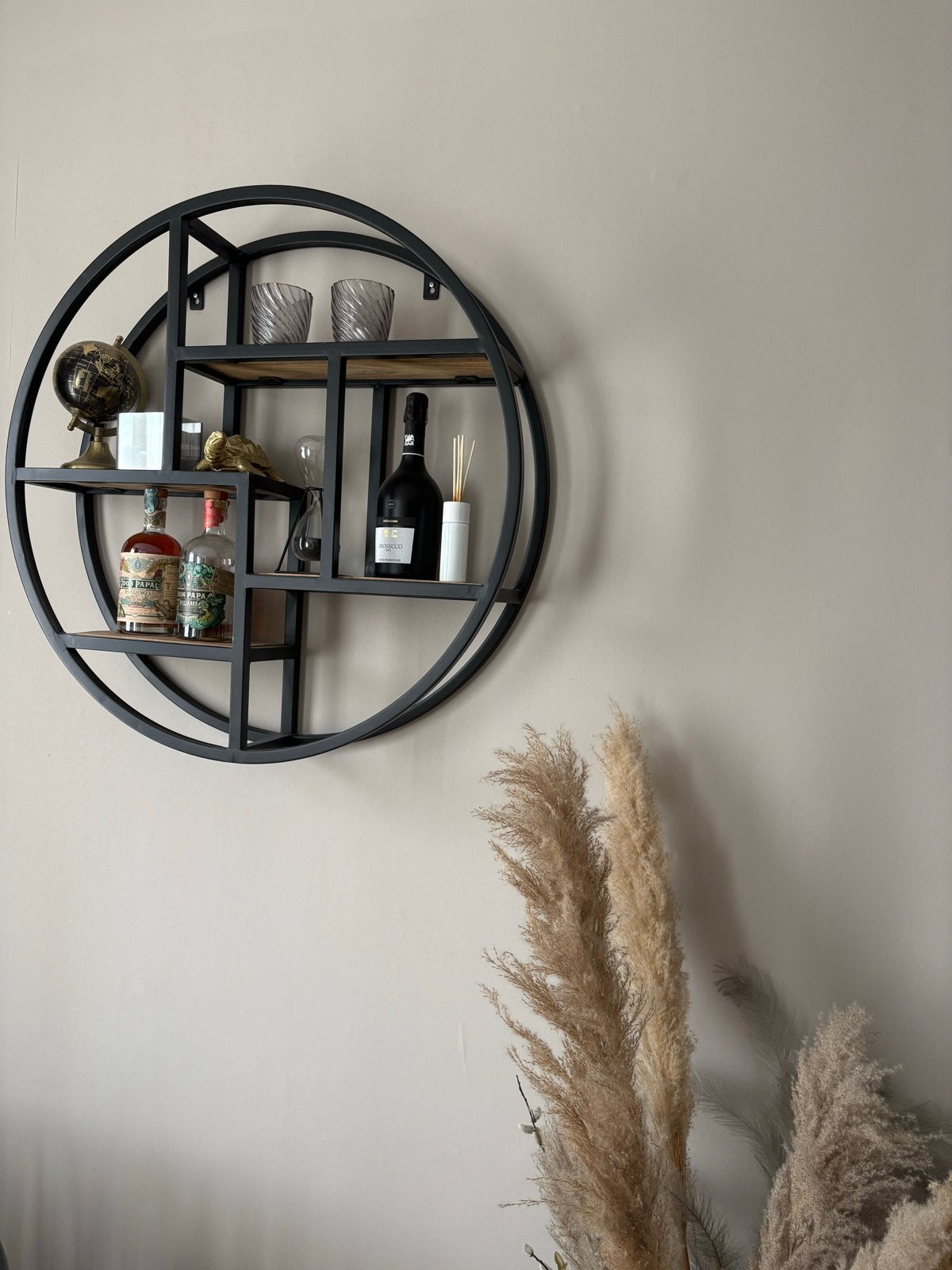 Rond wandrek metaal en hout - 80 cm diameter, Huis en Inrichting, Woonaccessoires | Wandplanken en Boekenplanken, Ophalen, Zo goed als nieuw