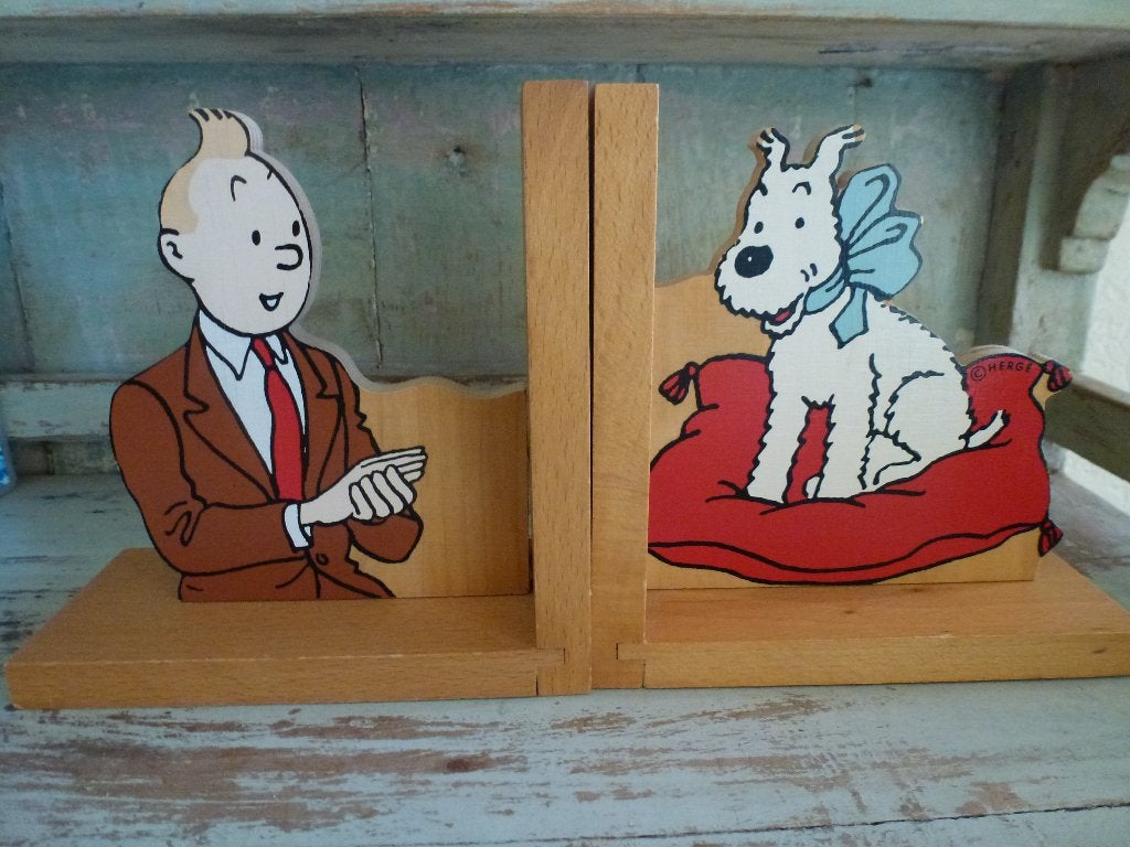 Vilac Kuifje en bobbie boekensteunen, Ophalen of Verzenden, Kuifje, Gebruikt, Beeldje of Figuurtje