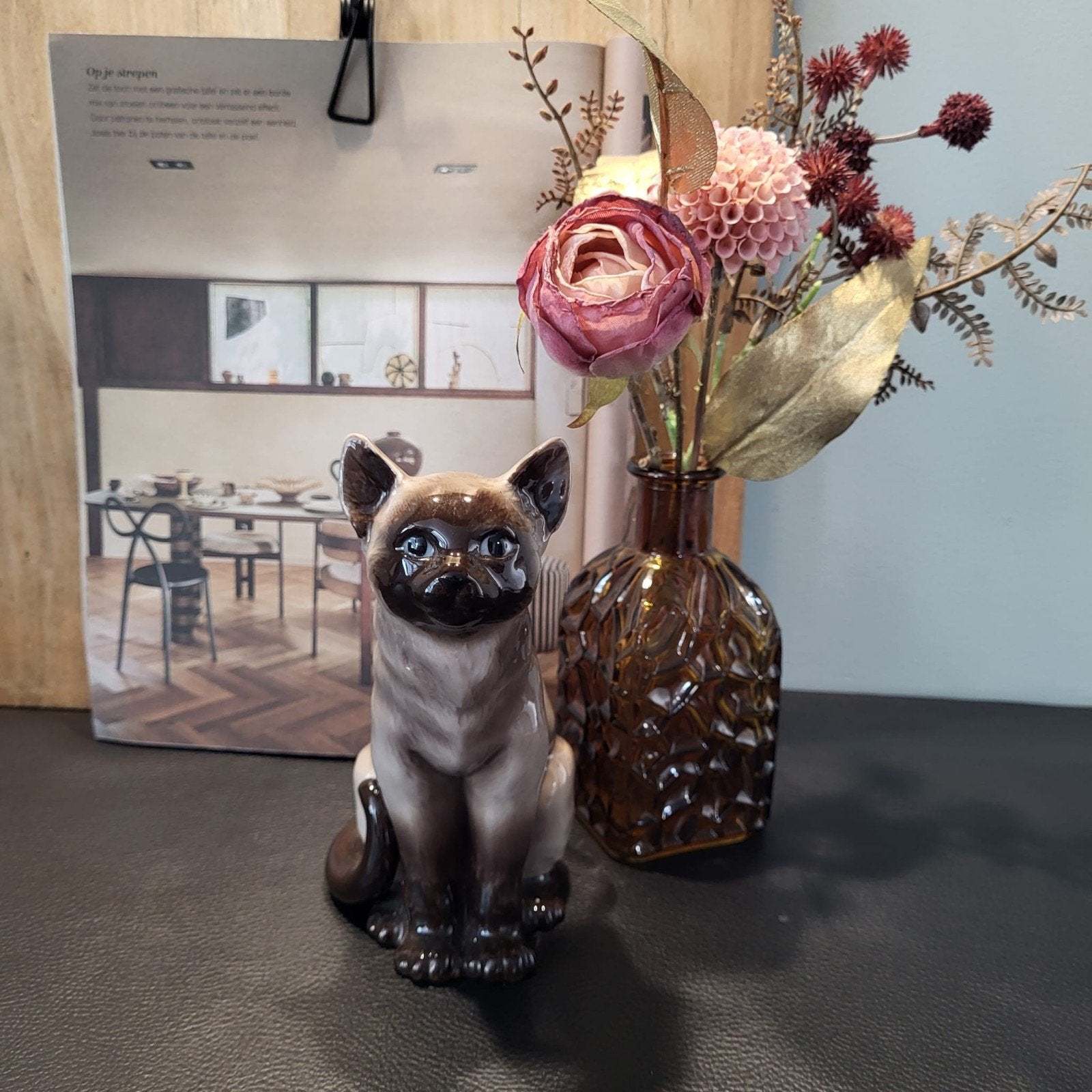 Zillermahler Porseleinen Kat - Siamese Kat Beeldje 16 cm, Antiek en Kunst, Antiek | Porselein, Ophalen of Verzenden