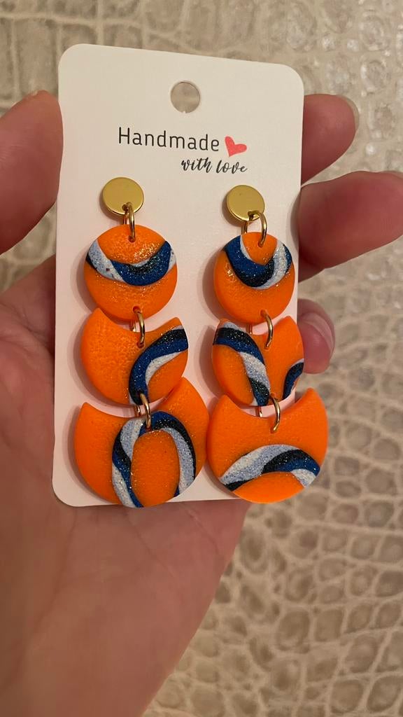 Oranje oorbellen, Sieraden, Tassen en Uiterlijk, Oorbellen, Ophalen, Zo goed als nieuw, Overige materialen