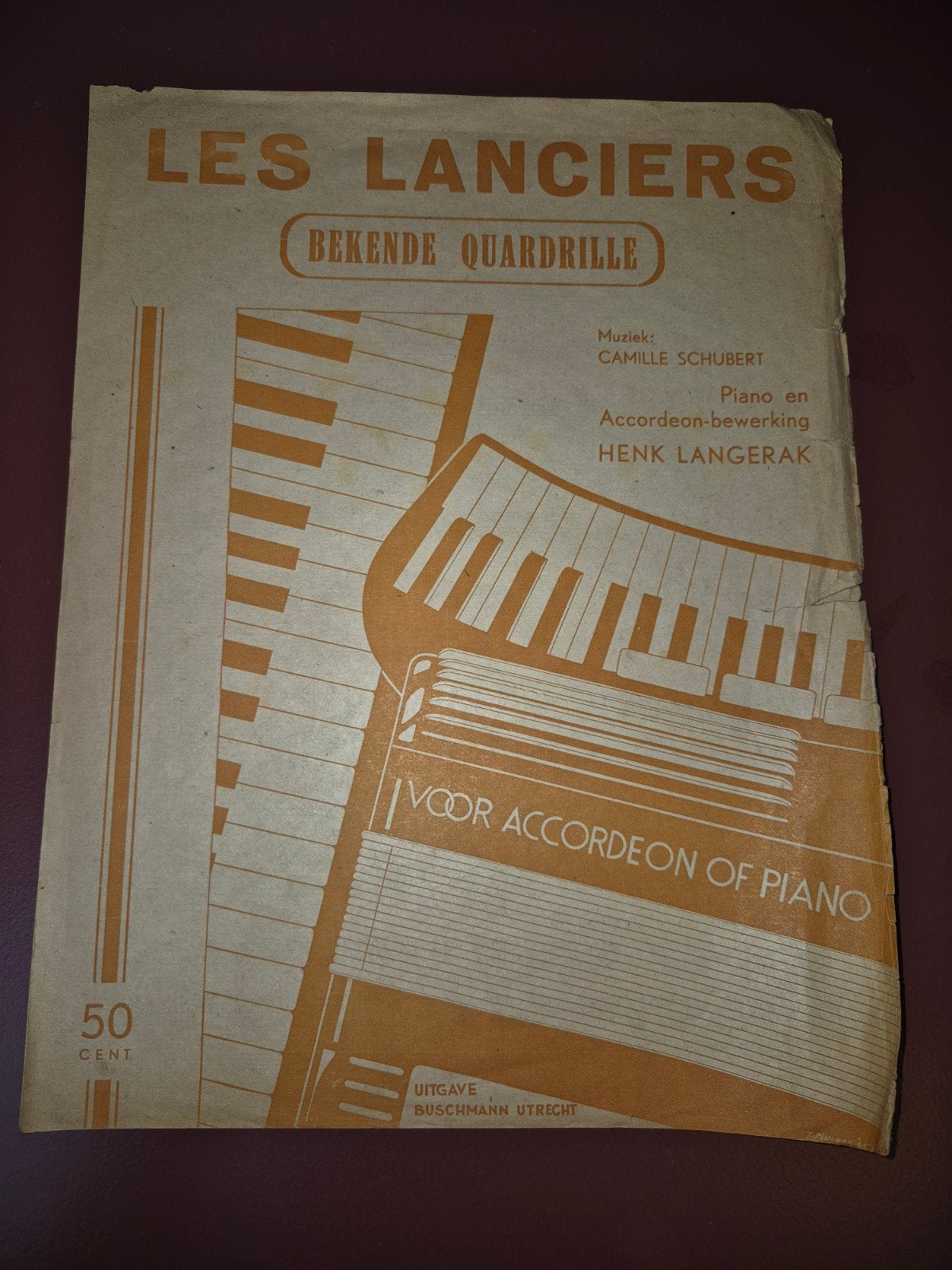 Les Lanciers -Bekende Quadrille bladmuziek (Piano/Accordeon), Gebruikt, Ophalen of Verzenden, Artiest of Componist, Accordeon