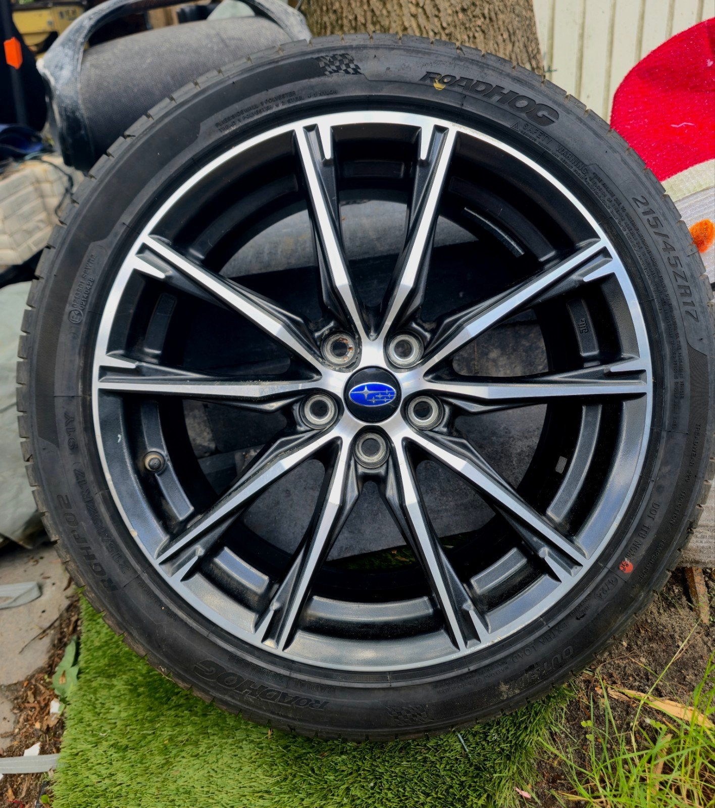 Set velgen mét nieuwe banden - 215/45 .17E48 - Subaru/Toyota, Ophalen, Banden en Velgen, 17 inch, Personenwagen