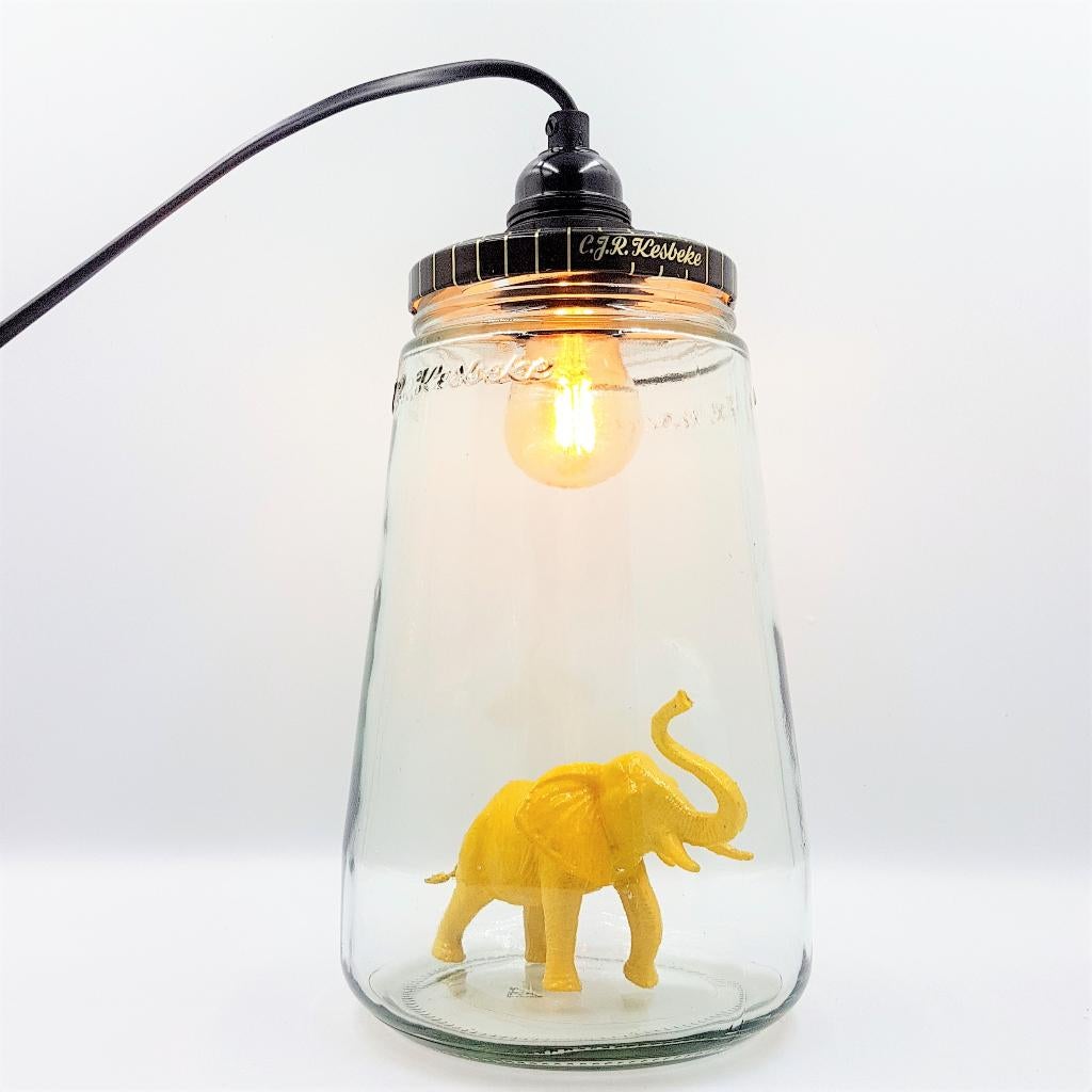Kesbekelamp Jungle | Glazen lamp Olifant Giraf | Junglelamp, Ophalen of Verzenden, Lamp