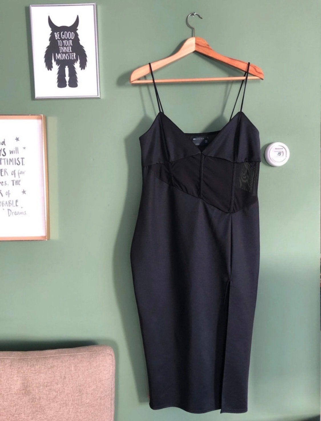 ASOS Little Black Dress met Transparante Panelen en Split, Zwart, Maat 42/44 (L), Nieuw, Ophalen of Verzenden