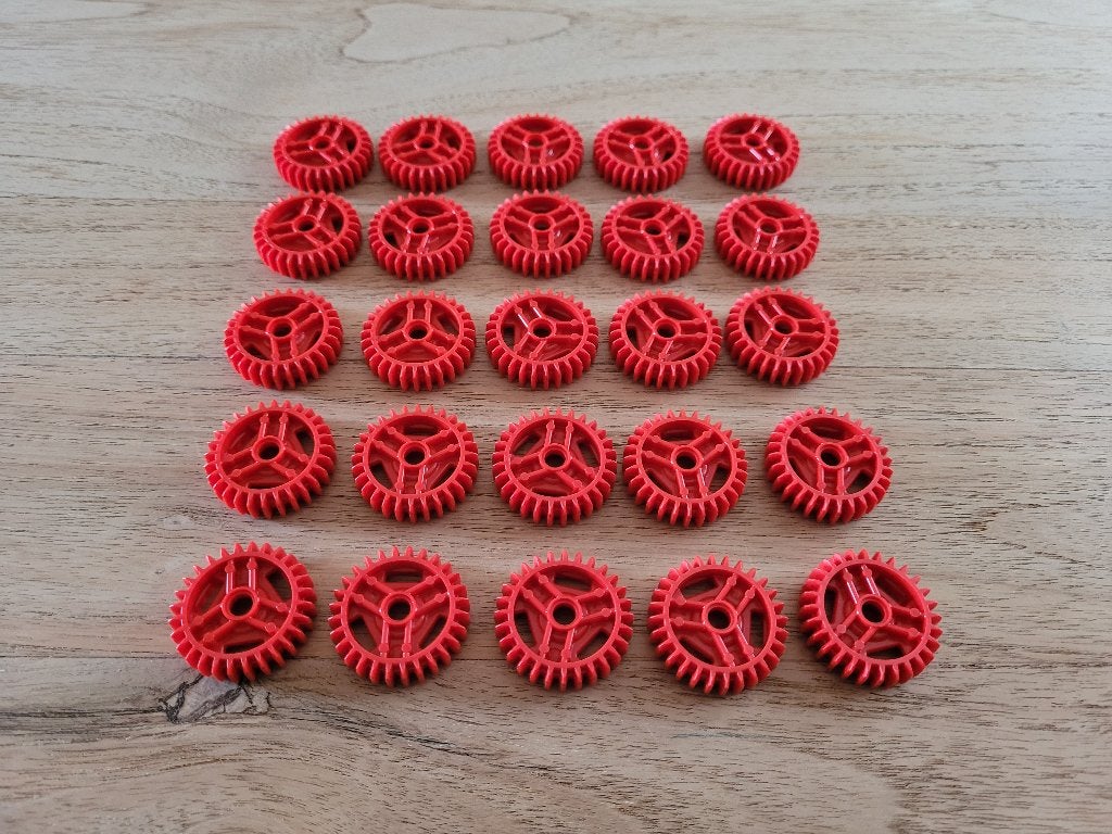 Partij J502=25x Nieuwe Lego technic tandwielen rood, Lego, Lego, Lego, Nieuw
