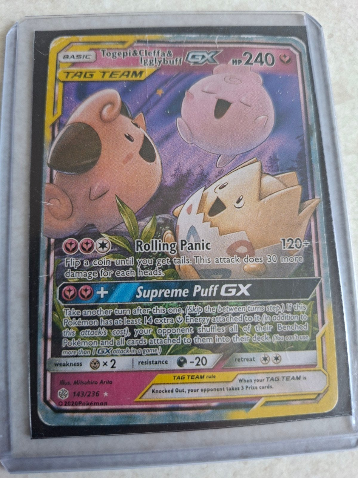 Pokemon kaart Togepi & Cleffa & Igglybuff GX, Ophalen, Gebruikt, Losse kaart
