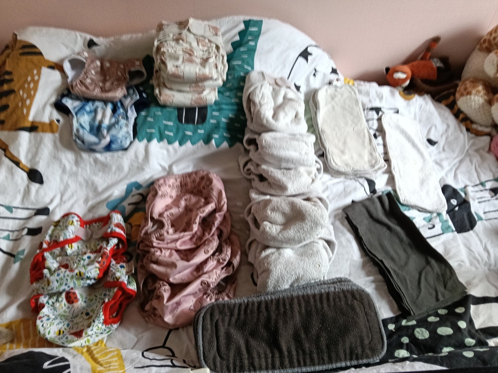 Complete set wasbare luiers Happy Bear, Hema, Cloth Bumbs, Ophalen of Verzenden, Gebruikt, Happy Bear, Jongen of Meisje