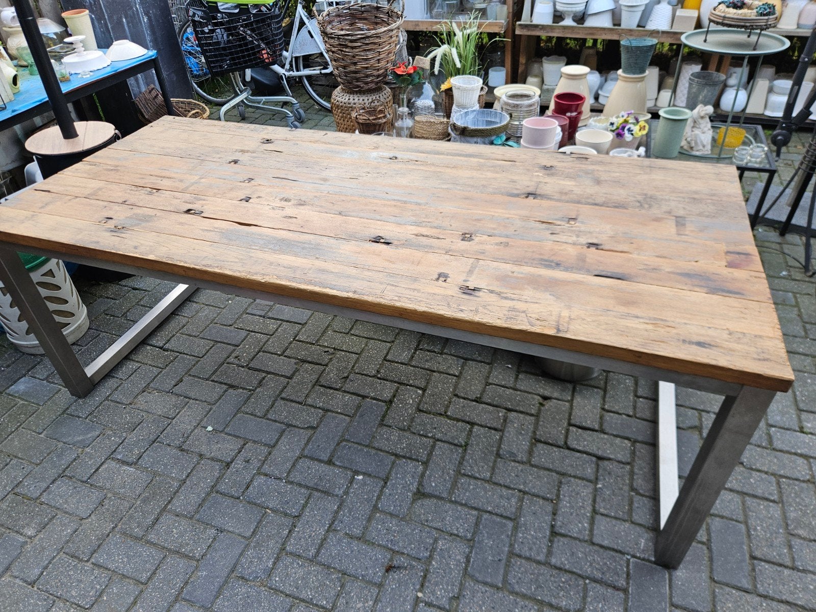 mooie grote eetkamer tafel, Ophalen, Rvs, 200 cm of meer, 50 tot 100 cm