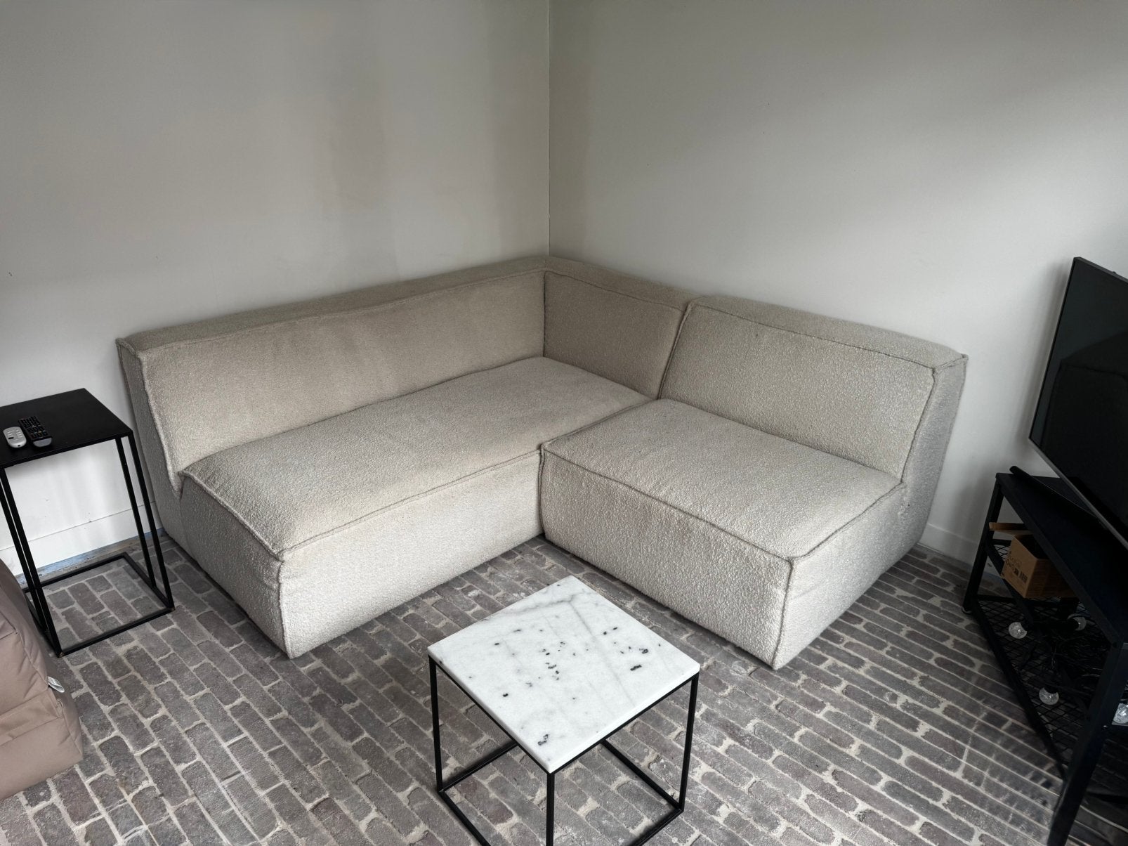 Modulaire bank - bouclé, Ophalen, Zo goed als nieuw, Stof