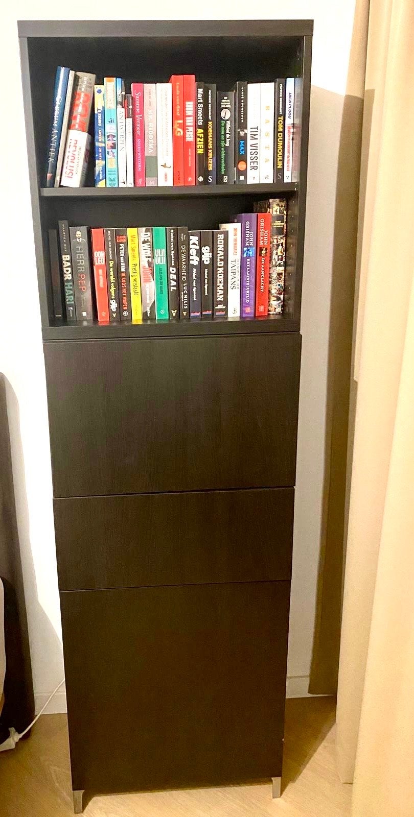 Zwartbruine (boeken)kast met lade en deuren - Ikea Besta, Ophalen, Gebruikt, 200 cm of meer, 50 tot 100 cm