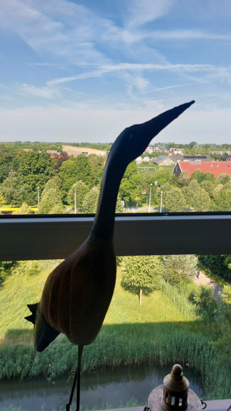 Decoratieve houten vogel op metalen standaard, Ophalen, Hout, Bruin, Landelijk