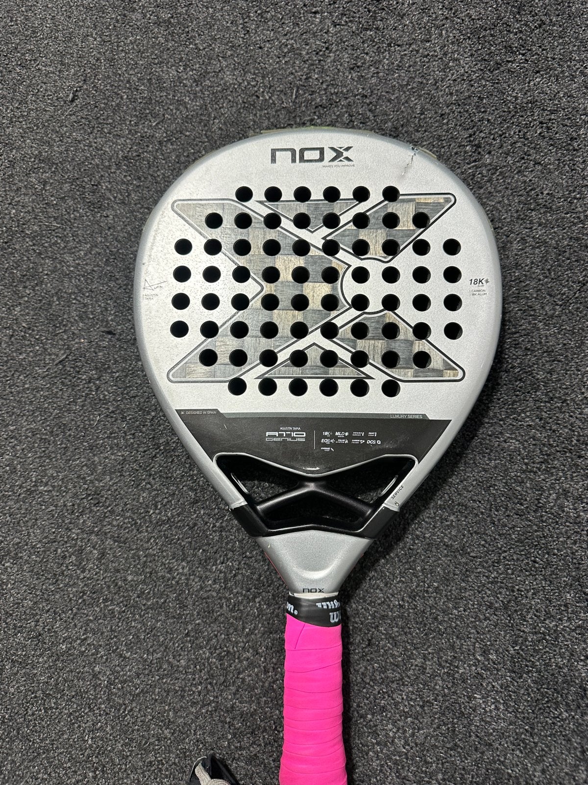 Nox AT10 Genius Agustin Tapia Padelracket - Gebruikt, Sport en Fitness, Padel, Ophalen, Gebruikt, Padelracket