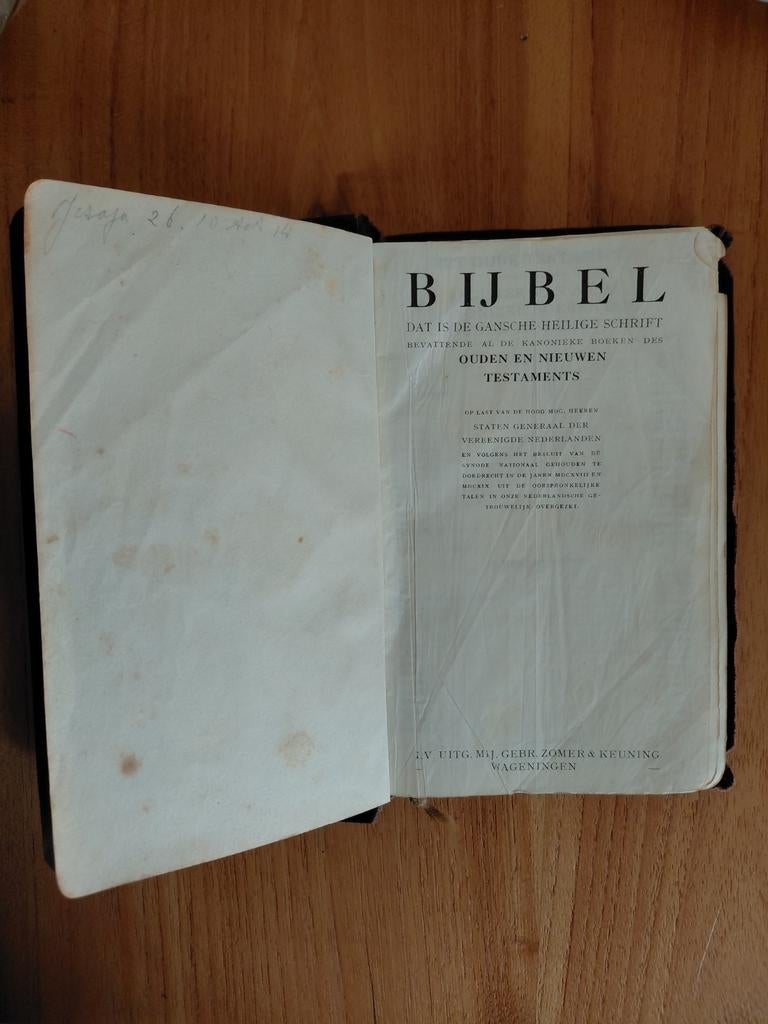 Oude Bijbel, Uitgever Gebr. Zomer & Keuning, +/- 1944, Ophalen of Verzenden