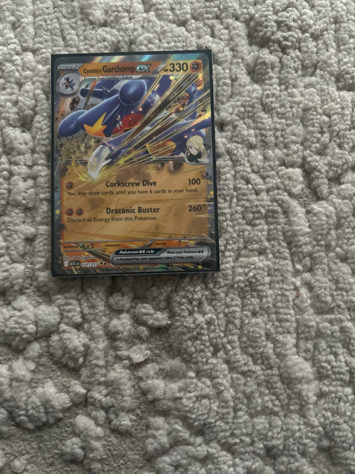 Cynthia's Garchomp EX Pokémon Kaart - Zo goed als nieuw, Ophalen of Verzenden, Zo goed als nieuw, Losse kaart
