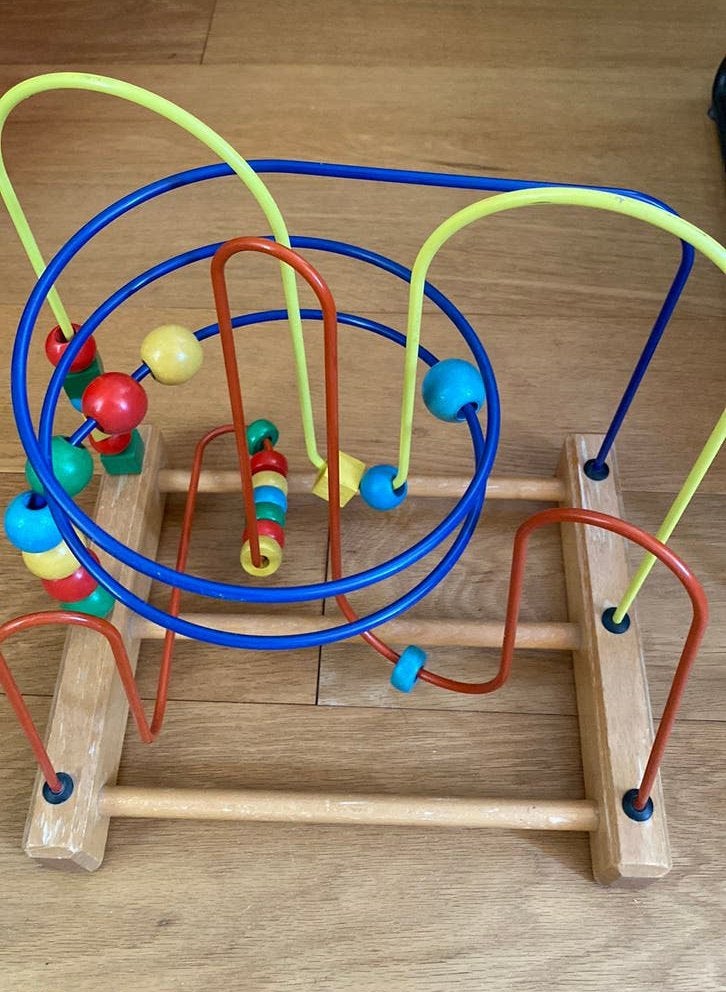 Vintage peuter speel en leer kralenrek, Kinderen en Baby's, Speelgoed | Houten speelgoed, Ophalen of Verzenden, Gebruikt