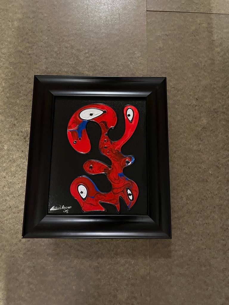 Modern schilderij met rode abstracte vormen, Ophalen