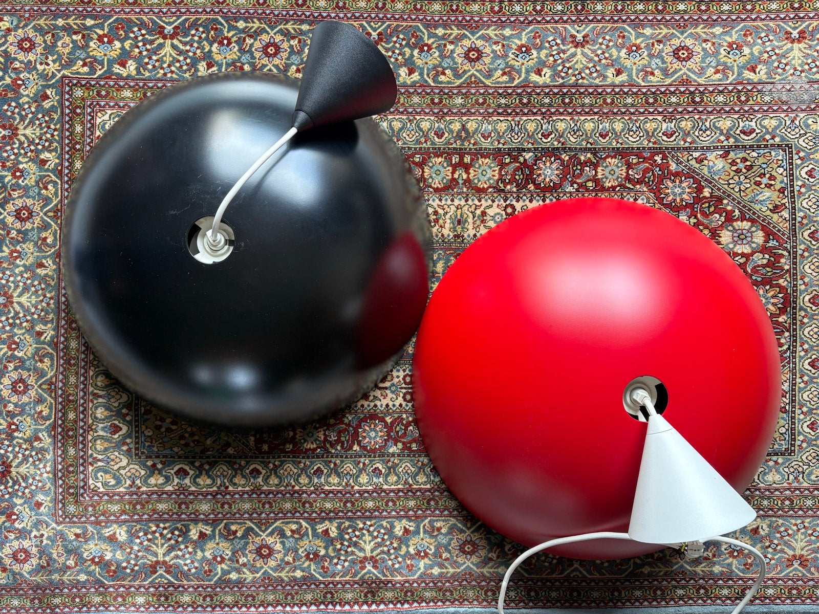 2x Vintage IKEA 365+ BRASA Hanglampen (60 cm) - Zwart & Rood, Ophalen, Gebruikt, Metaal, E27 (groot)