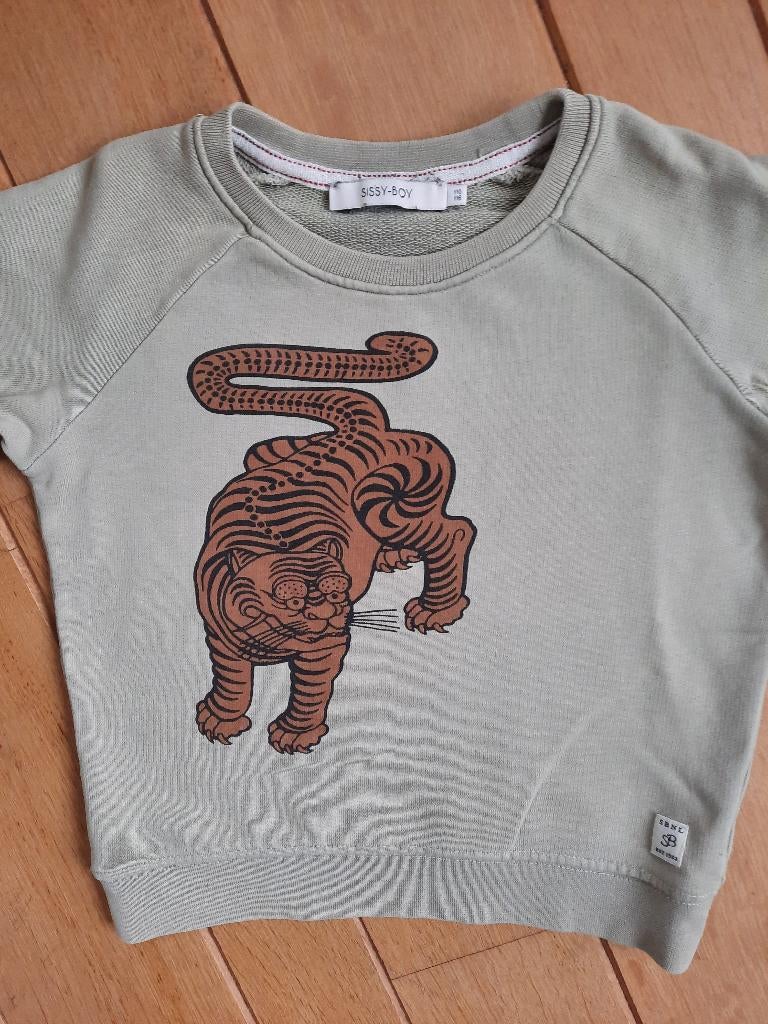SISSY-BOY sweater beige zand met tijger maat 110 / 116, Sissy Boy, Trui of Vest, Ophalen of Verzenden, Zo goed als nieuw