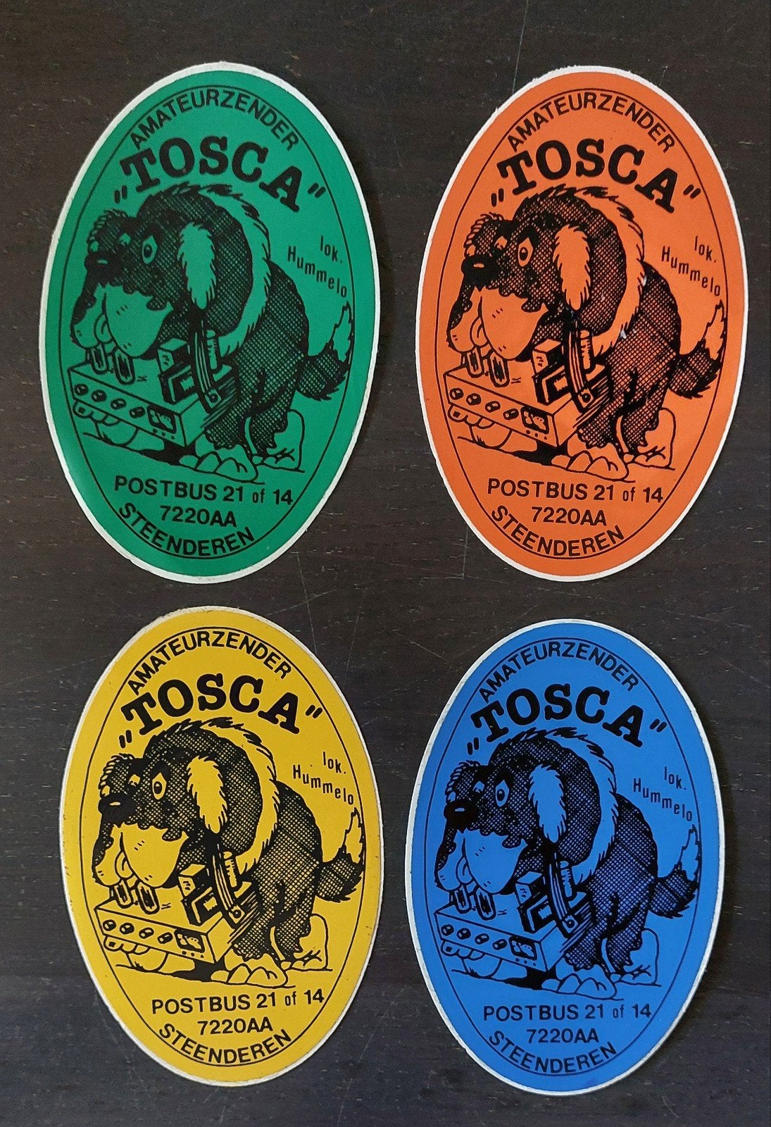 4 stickers Tosca Steenderen Hummelo Zendamateur piratenzende, Ophalen of Verzenden