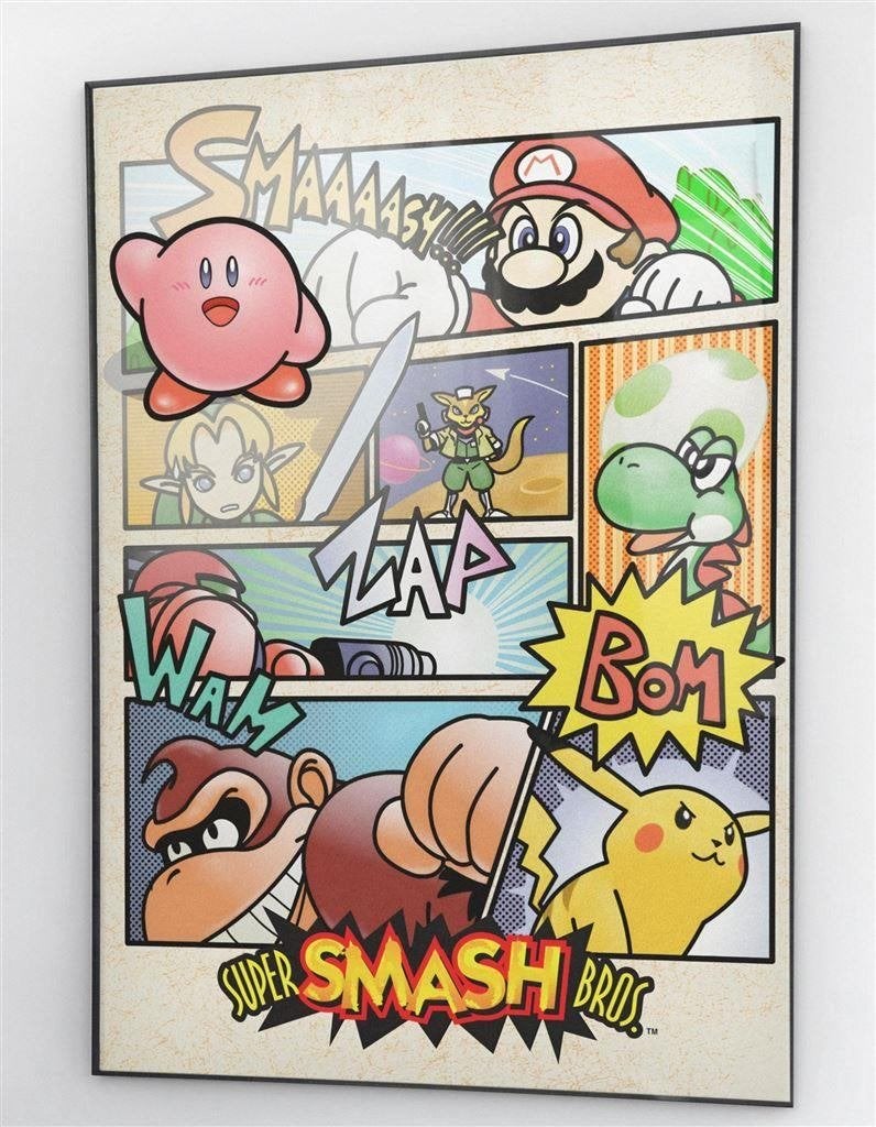 Grote Super Smash Bros N64 Videogame Poster, Spelcomputers en Games, Vechten, Verzenden, 1 speler, Nieuw