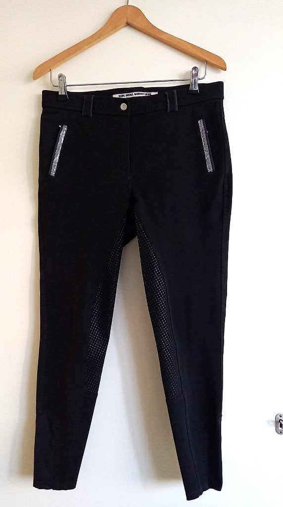Zwarte Paardrijbroek met sillicon Fullgrip maat L, L, Overige merken, Zo goed als nieuw, Zwart
