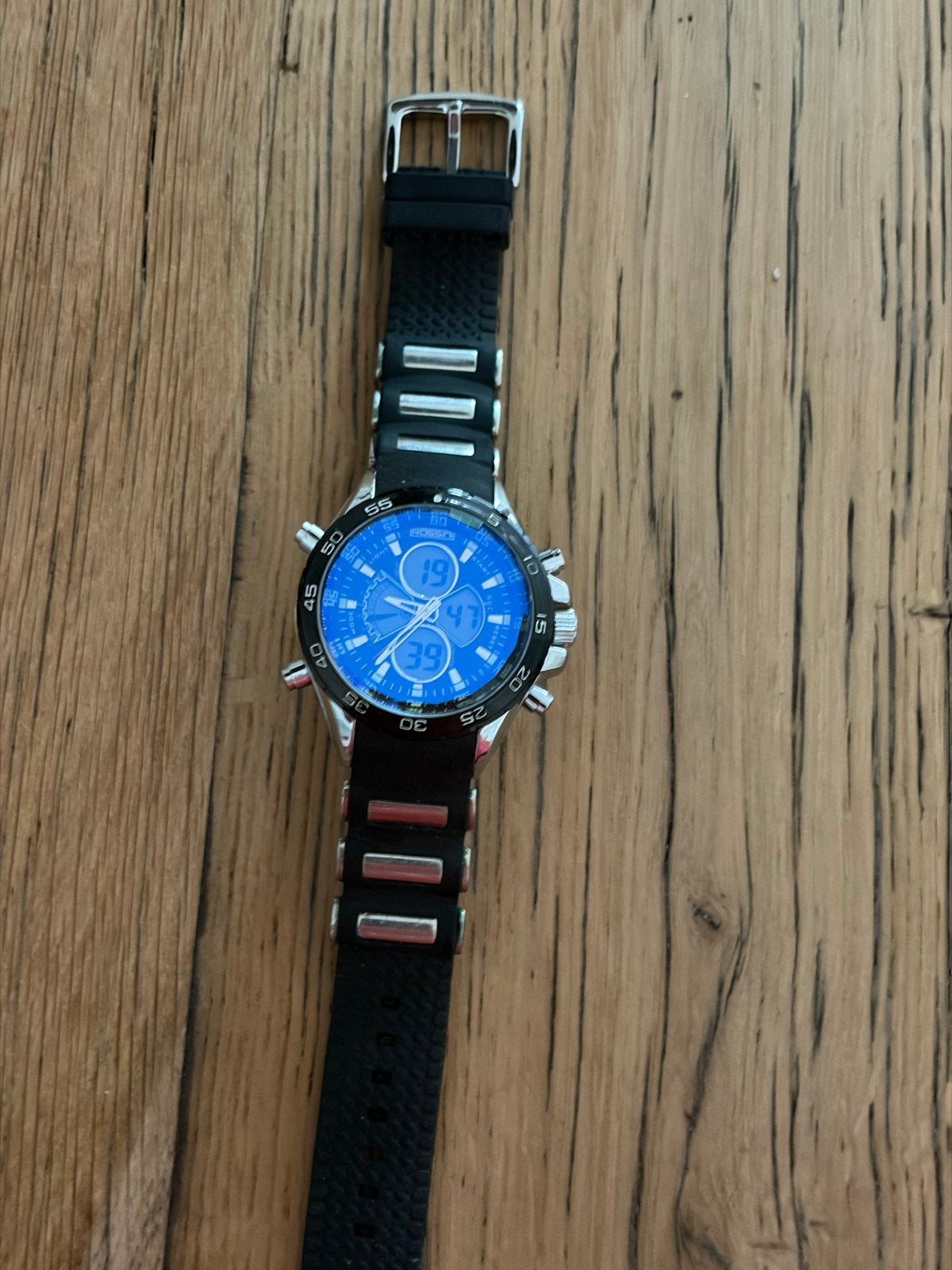 Rossini Horloge met facet geslepen glas en blauwe gloed, Ophalen of Verzenden, Gebruikt
