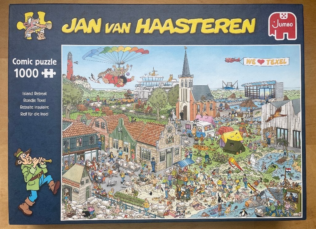 Jan van Haasteren puzzel Rondje Texel 1000 stukjes, Ophalen, 500 t/m 1500 stukjes, Zo goed als nieuw, Legpuzzel