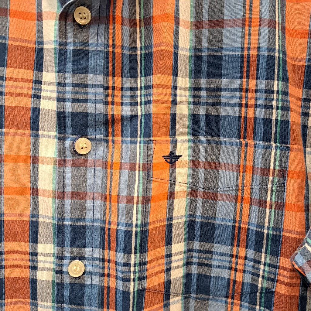 Dockers overhemd oranje blauw wit geruit mt M nr 41270, ., Halswijdte 39/40 (M), Zo goed als nieuw, Dockers