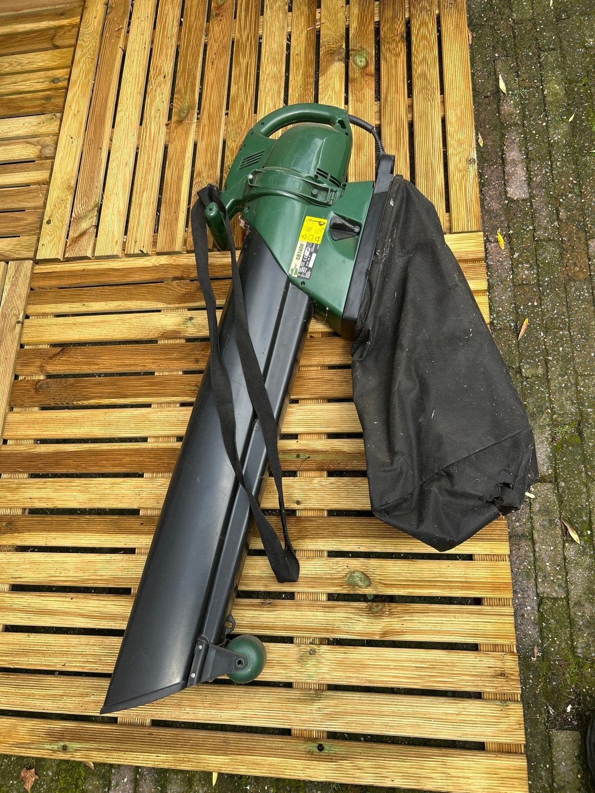 Green Way GB1600 Bladblazer/Bladzuiger met versnipperfunctie, Tuin en Terras, Gebruikt, Handgedragen, Ophalen of Verzenden, Met opvangzak