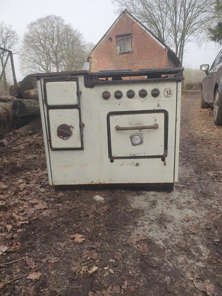 Antiek Etna Fornuis - Houtgestookt met gasfornuis, Ophalen, Gebruikt, 60 cm of meer, 4 kookzones