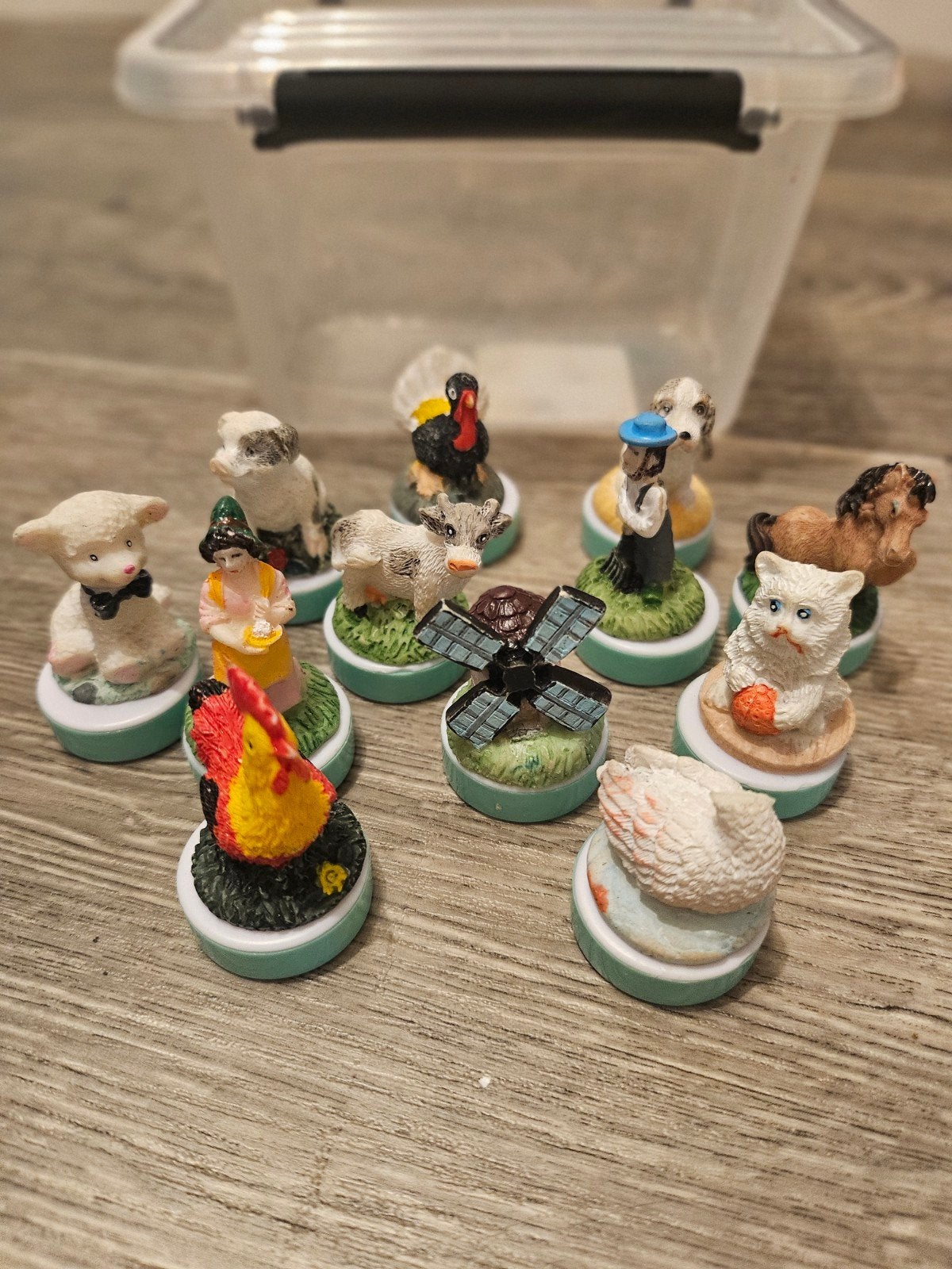 Leuke verzameling van 12 boerderijdieren stempels, Verzamelen, Ophalen of Verzenden, Gebruikt