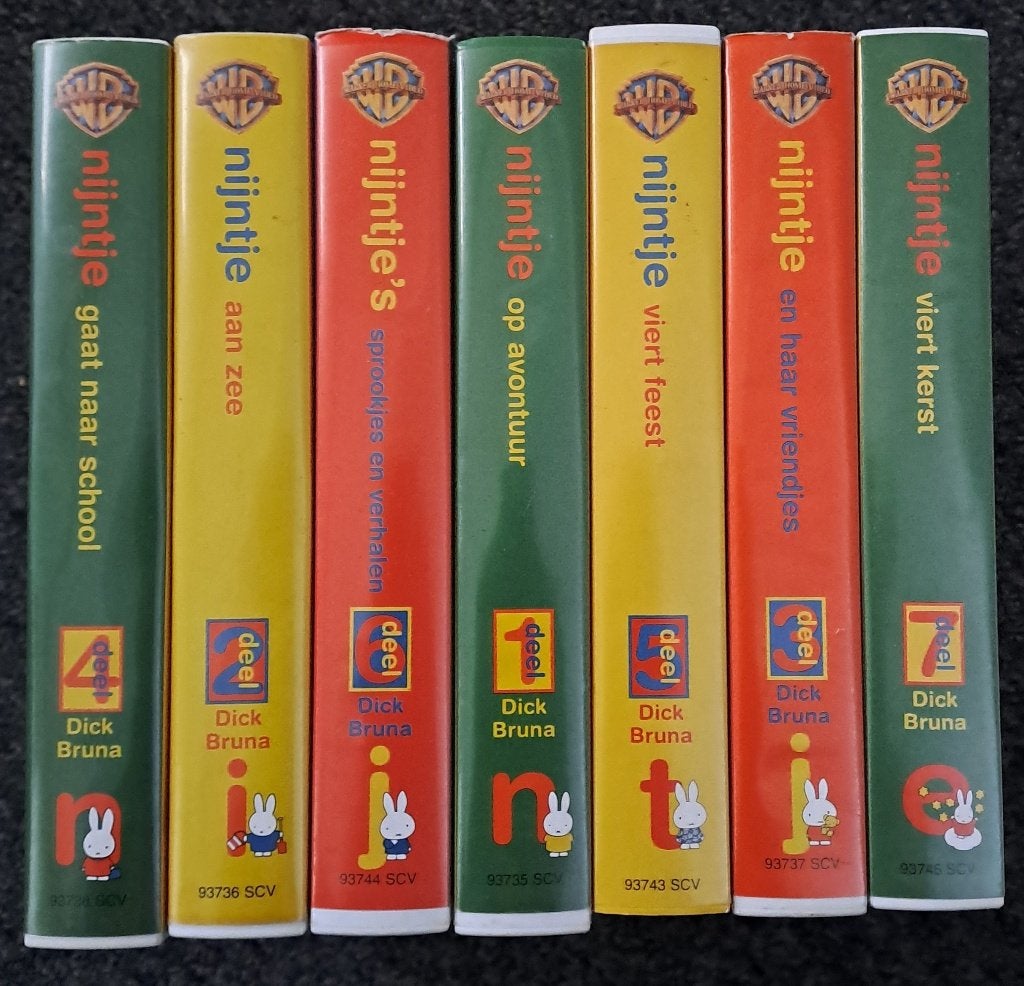 NIJNTJE - 7 videobanden VHS, Alle leeftijden, Overige typen, Zo goed als nieuw, VHS