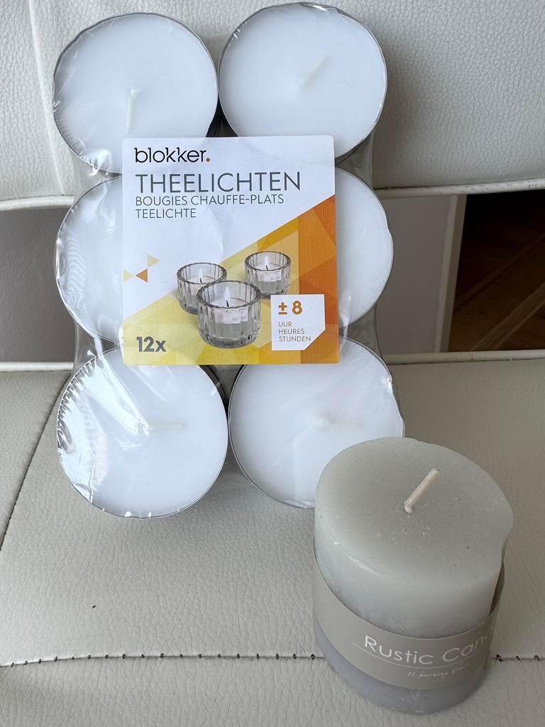 Blokker theelichten en klein kaarsje, Verzenden, Nieuw, Overige materialen, Kaars