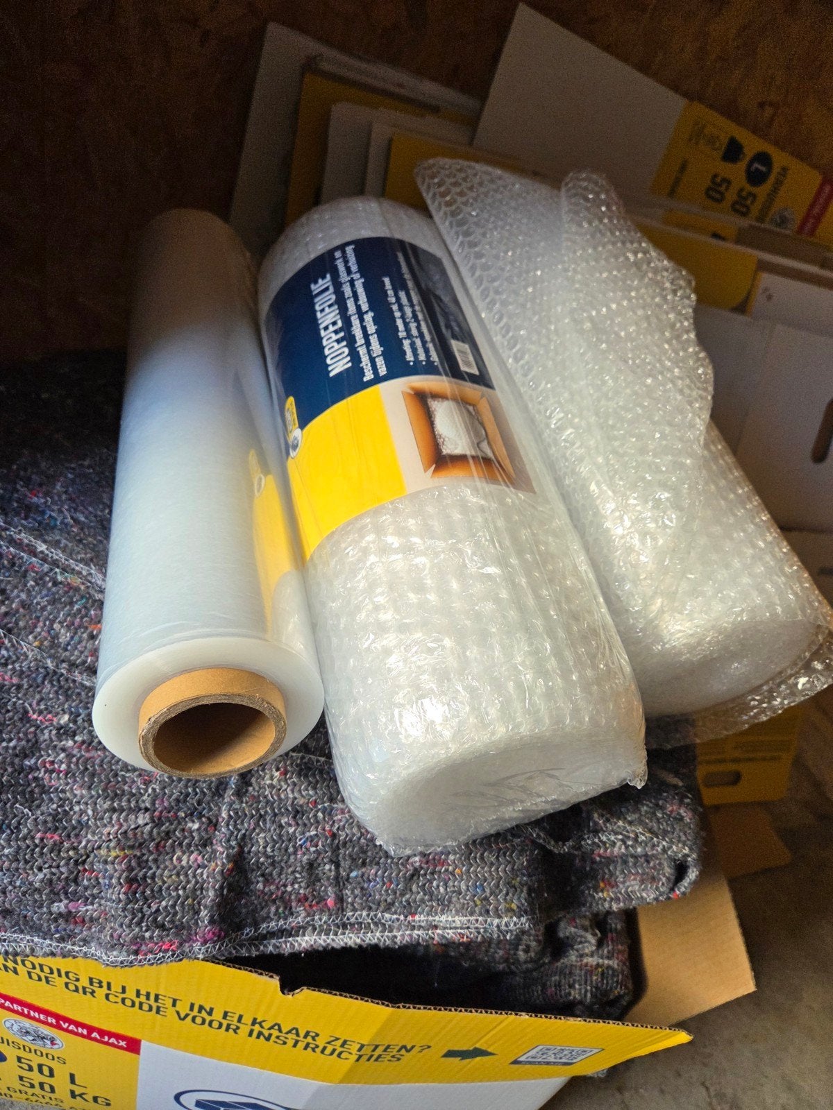 Complet set Verhuisdozen verhuiskleden noppenfolie trekfolie, Ophalen, Doos, Opvouwbaar, 50 tot 75 cm