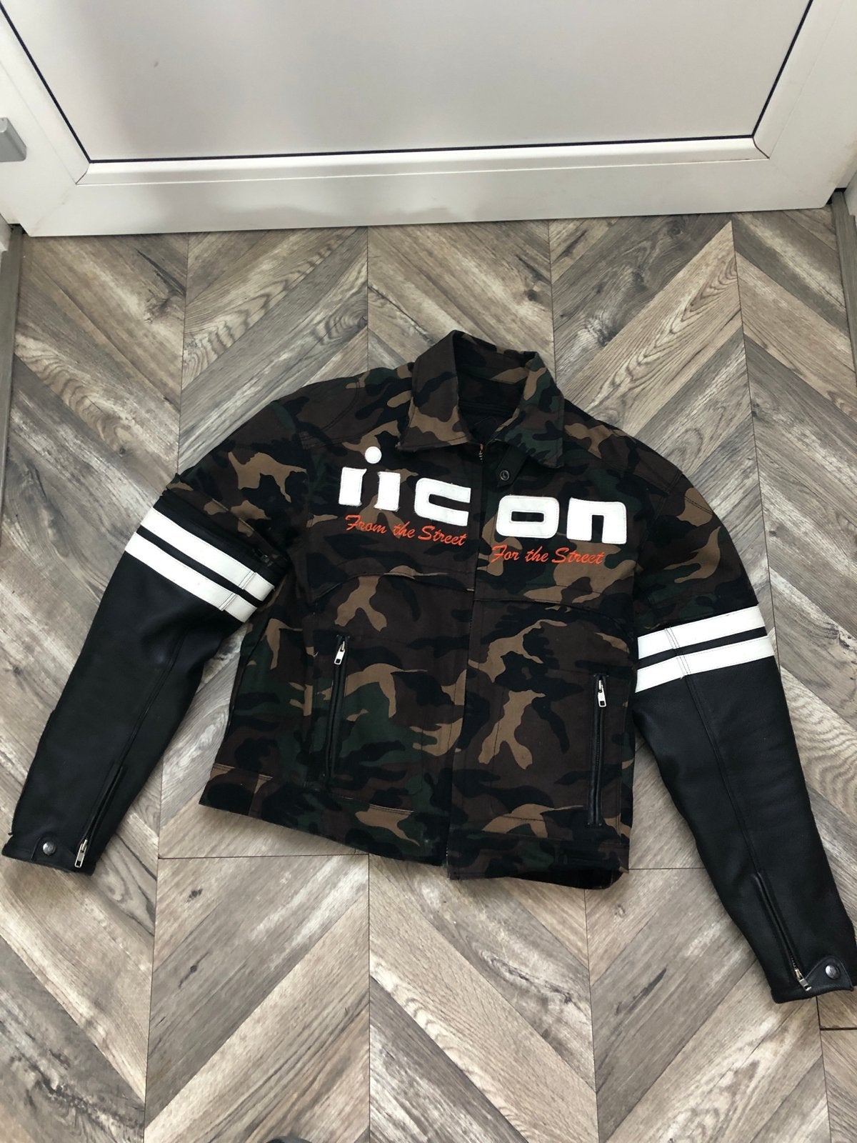 Icon Super Duty Motorjas met afritsbare mouwen, Motoren, Ophalen of Verzenden, Tweedehands, Heren, Jas | textiel