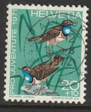 Zwitserland 1971 961 Pro Juventute 20c Blauwborst, Gest, Ophalen of Verzenden, Gestempeld